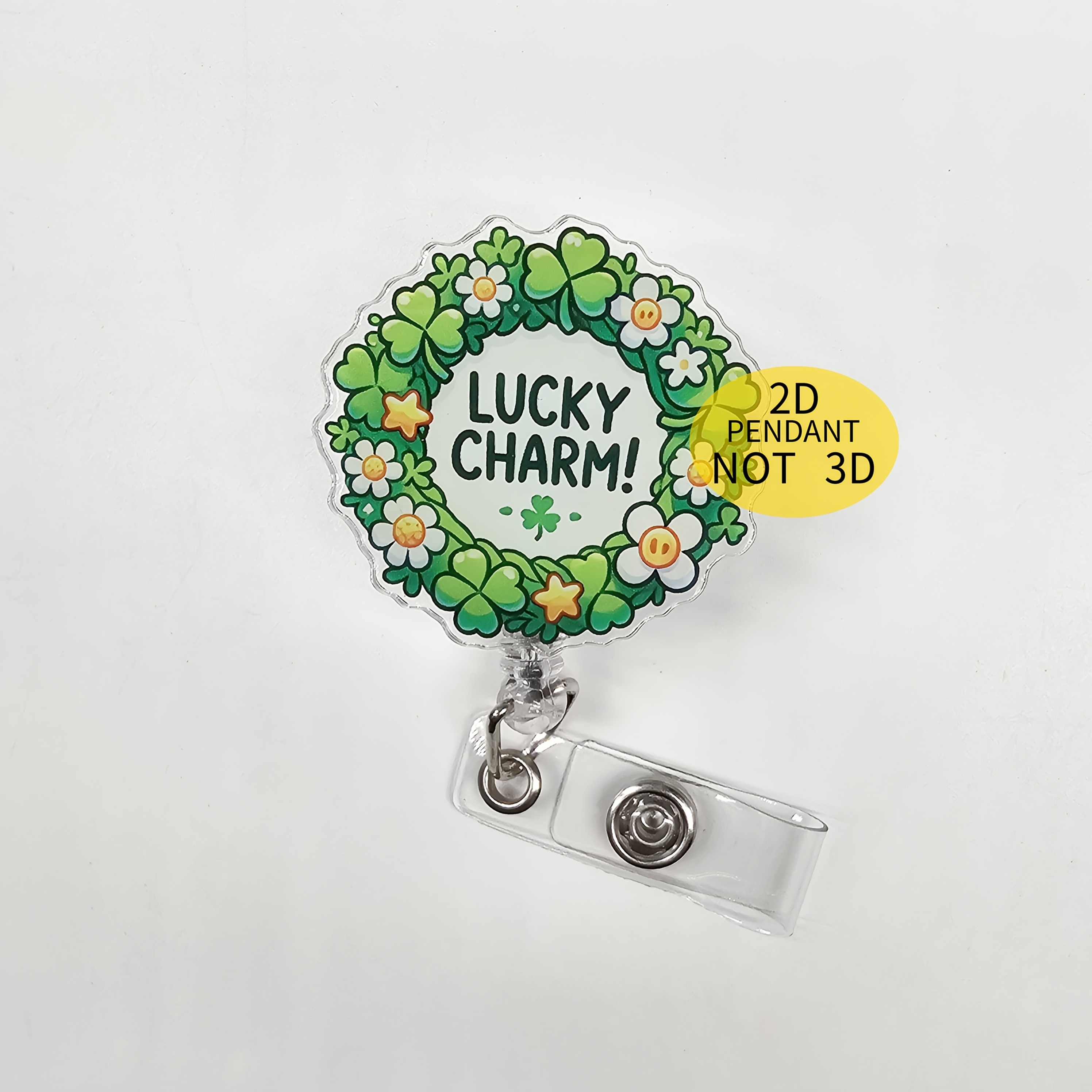 

1pc Acrylic Retractable Badge Reel With Id Holder - 's Wreath & Charm Theme, Name Tag Holder For , Doctors, Rn, Lpn - Ideal For Hospital Use & Gifts