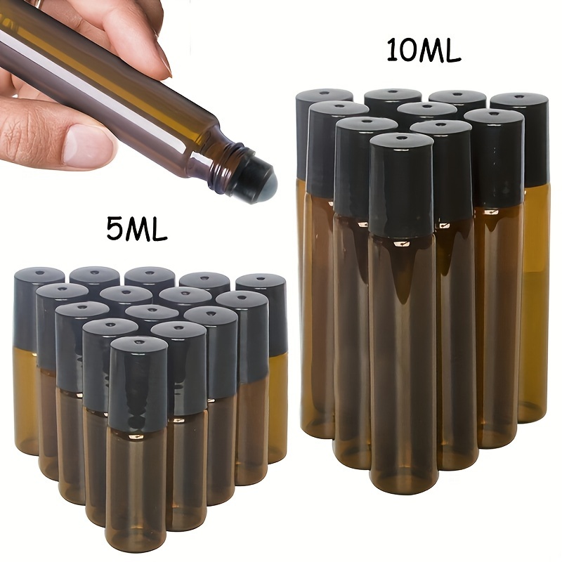 

10pcs Glass Roller Bottles For Essential Oils & Perfume - 0.17/0.34oz, Fragrance-free, Ideal For Travel & Samples