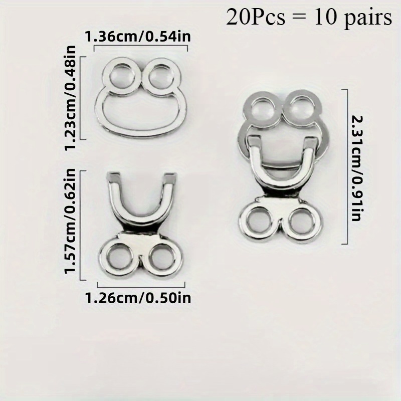 TEMU 20pcs=10 Pairs, 10pcs=5 Pairs Metal Alloy Invisible , Closure, For Sewing, Invisible Closure For Handbags, Pants, Skirts, Collars, Coats, Sewing