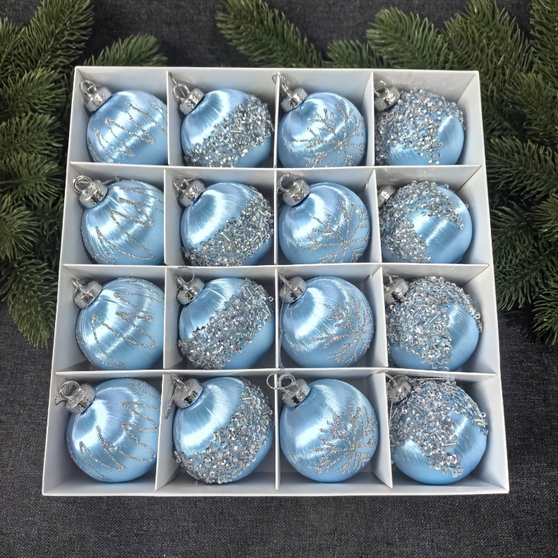 TEMU Boules de Noël décoratives, Boules de Noël haut de gamme de qualité supérieure, Boules en guirlande de Noël, Boules colorées, 2,36 pouces/16