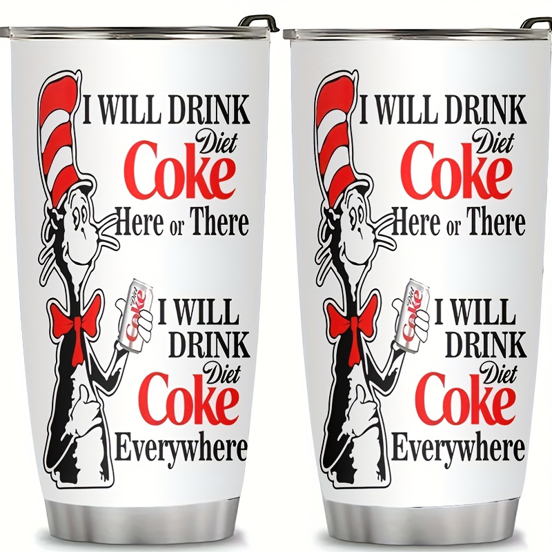 

20oz Insulated Stainless Steel Tumbler With Lid - 'i Will Drink Diet Here Or Everywhere' Design, Vacuum-sealed For Office, Gym & Restaurant Use - 1pc