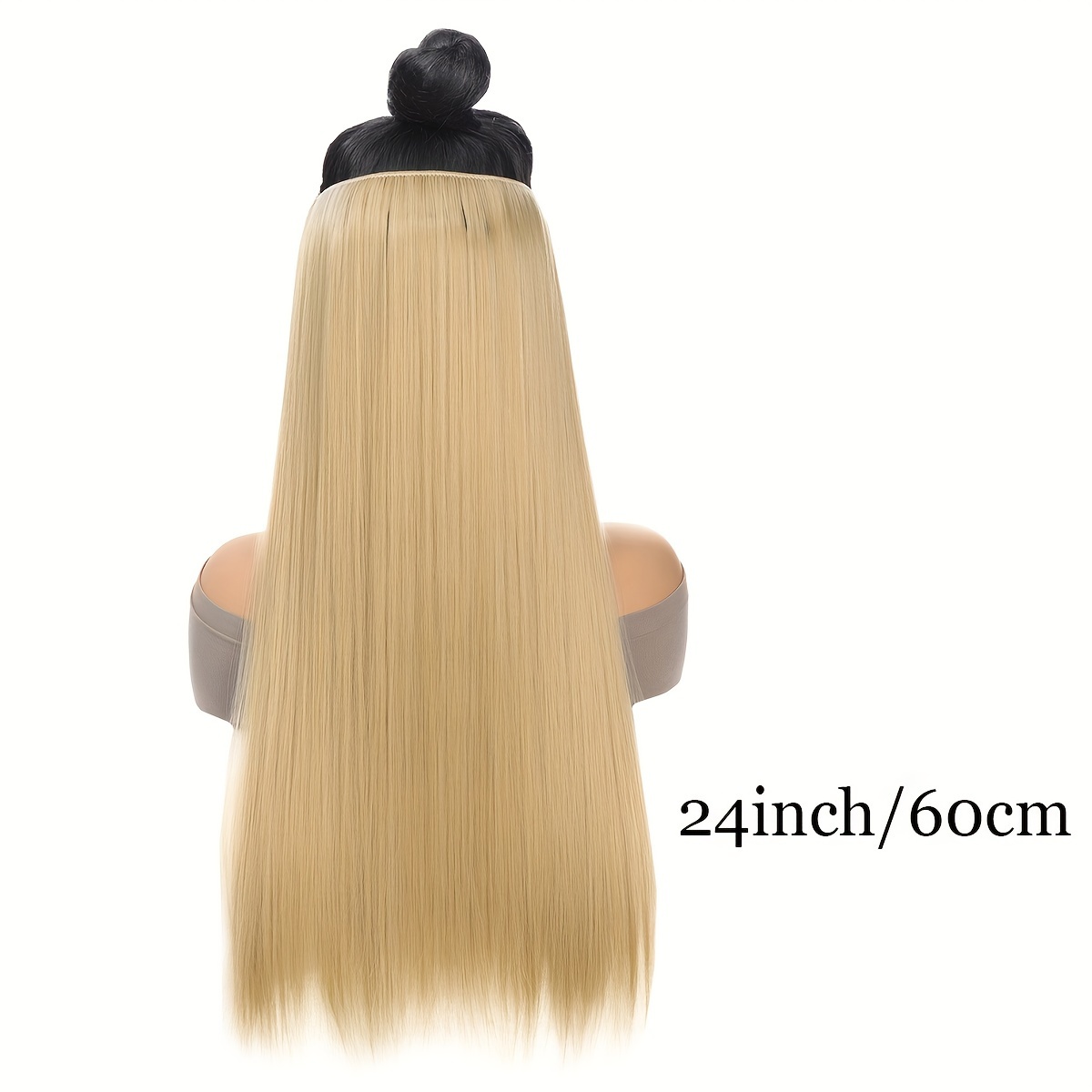   of   type hair extensions straight hair wig piece one hairpiece with invisible fish line transparent wire adjustable size details 3