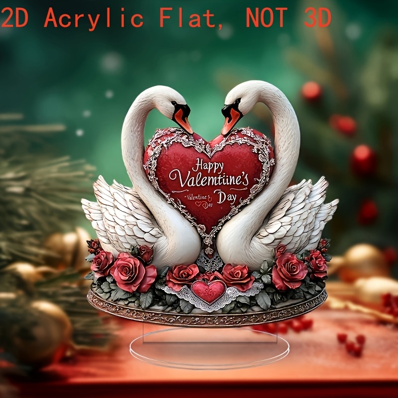 

2d Flat, 2d Flat Acrylic Romantic Swan Couple Desktop Ornament - Valentine's Day Gift, Suitable For Home And Office Decoration, Gift For Bedroom, Cafe, Living Room