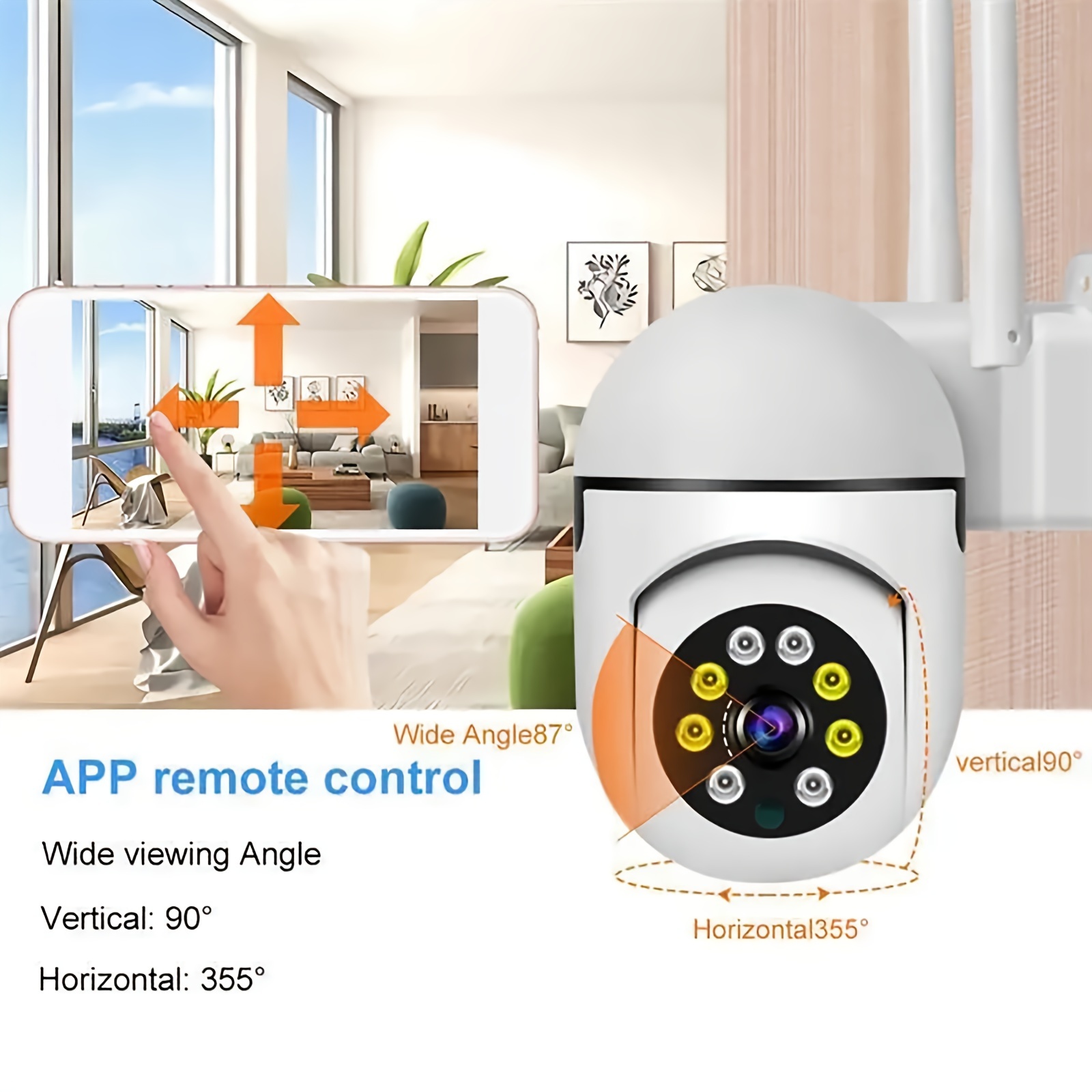 Wireless Indoor Security Camera with WiFi, 2-Way Audio  Detection, Night Vision, 3MP Resolution Wall Mountable, Supports Cloud
