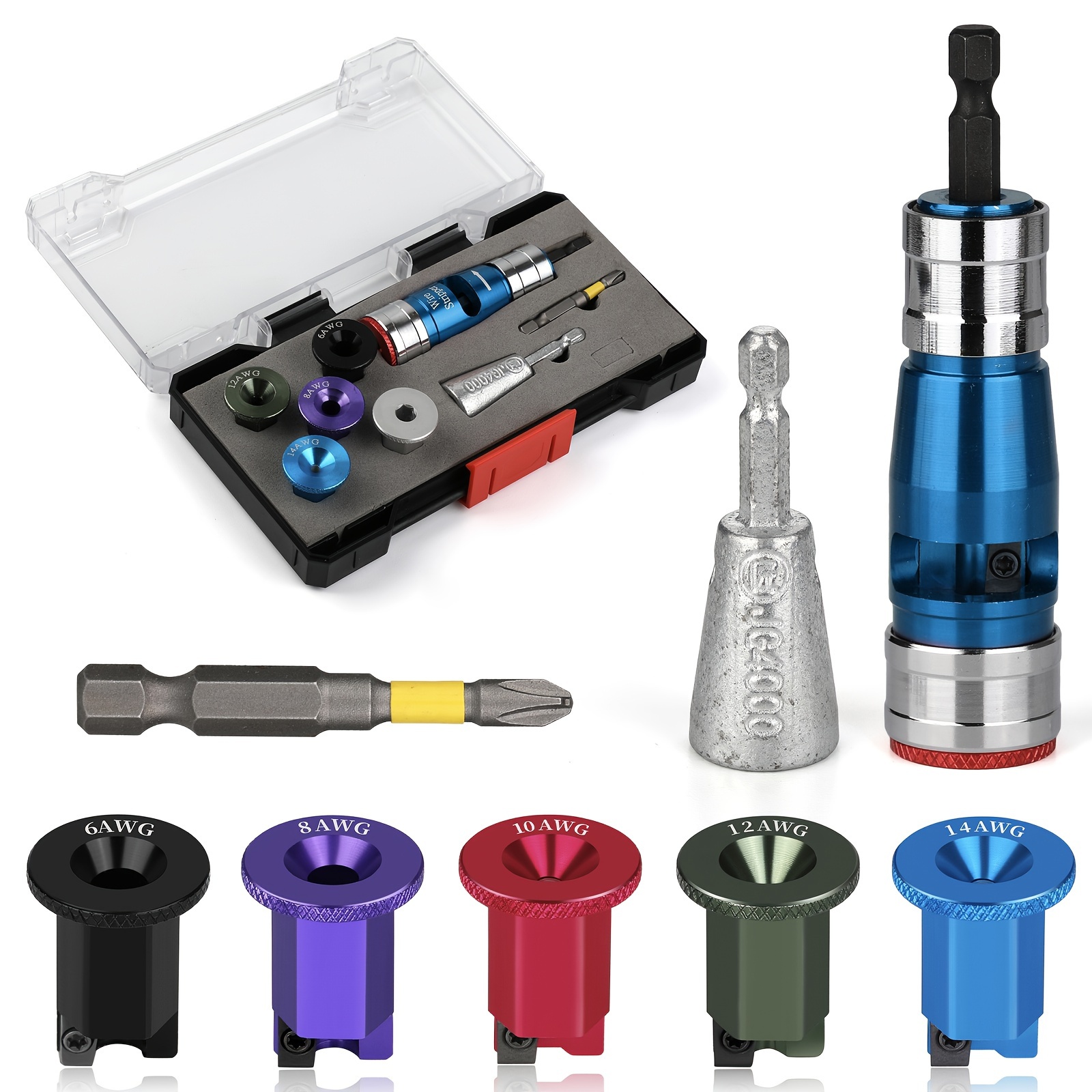 TEMU 8pcs Wire Stripping Tool & Wire Twisting Connector, Wiring Stripper, Electrician Drill Wire Stripper And Twister, Electrical Wire Twister Tool