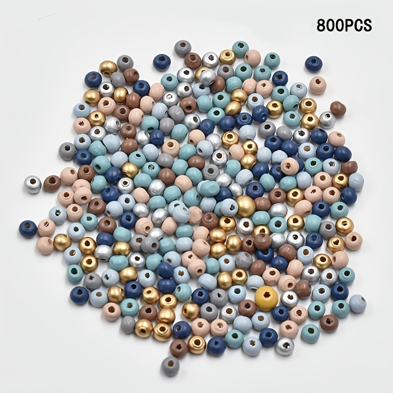 Image of 800 Wooden Beads, Colorful Natural Wooden Beads, 6mm Wooden Weaving Beads, Rustic Style, Colorful Round Beads For Diy Crafting, Holiday Event Decoration Beads