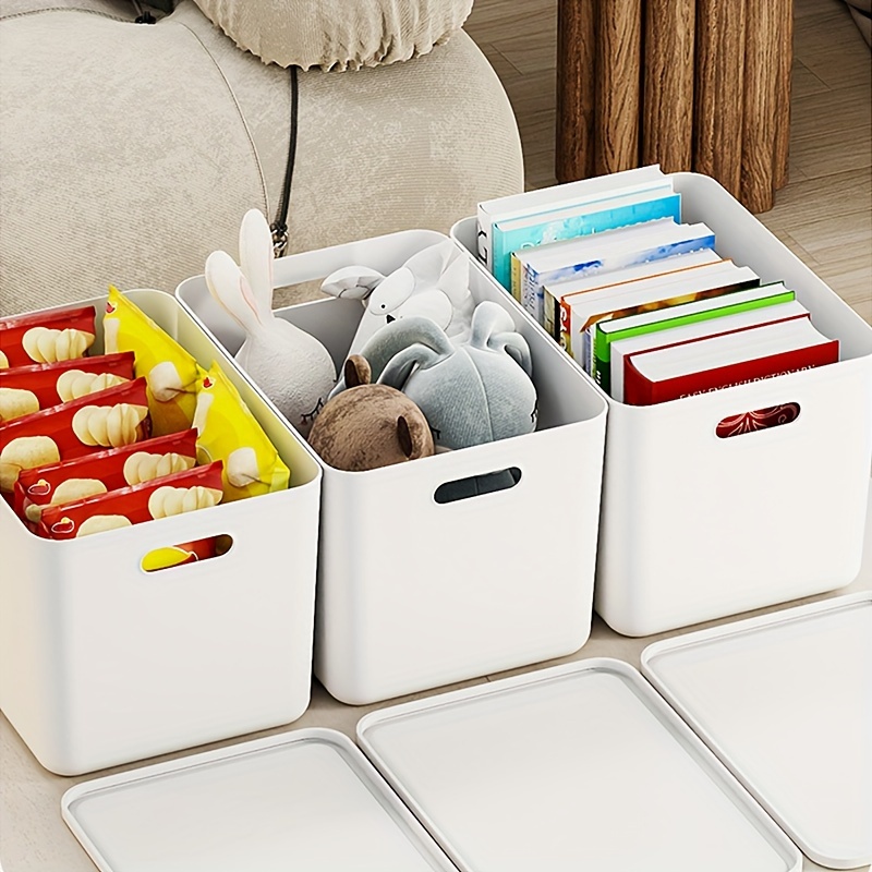 4pcs large capacity portable plastic storage bins   multipurpose organizers with handles for snacks underwear kitchen essentials sturdy easy to carry dorm room essentials for   storage and organization details 12