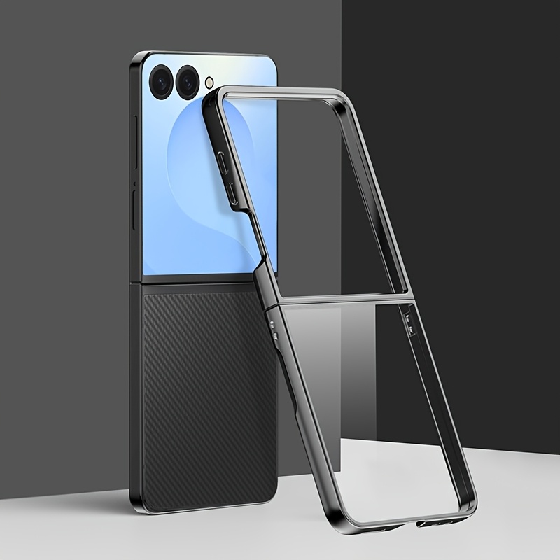 TEMU New Electroplated Frame Phone Case, Suitable For Galaxy Z Flip 7 Phone Case, Fashionable And , Trendy, Light Luxury Texture, Simple