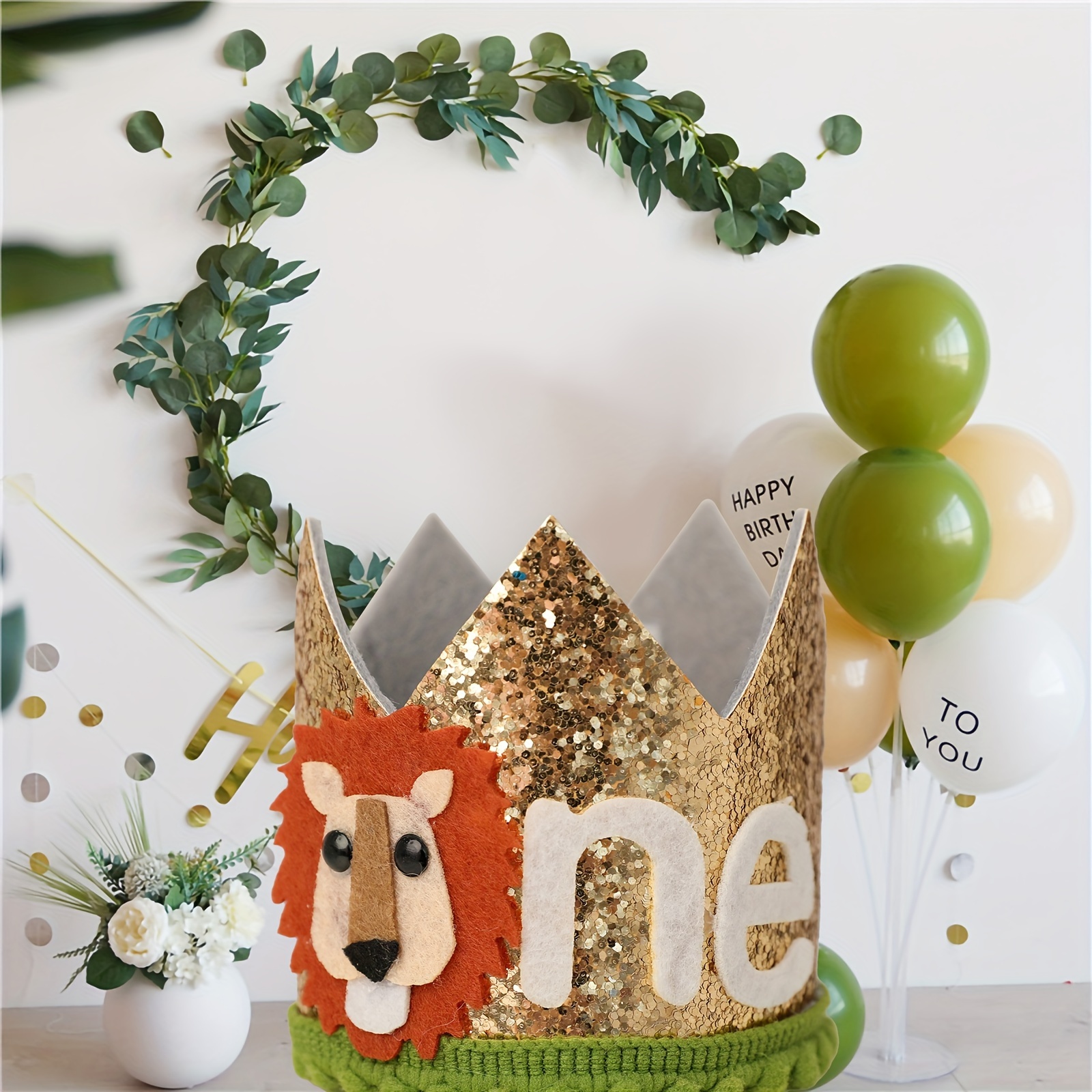 Lion King 1st Birthday for Boys Theme Party Hat, Felt Material, No  Batteries Required