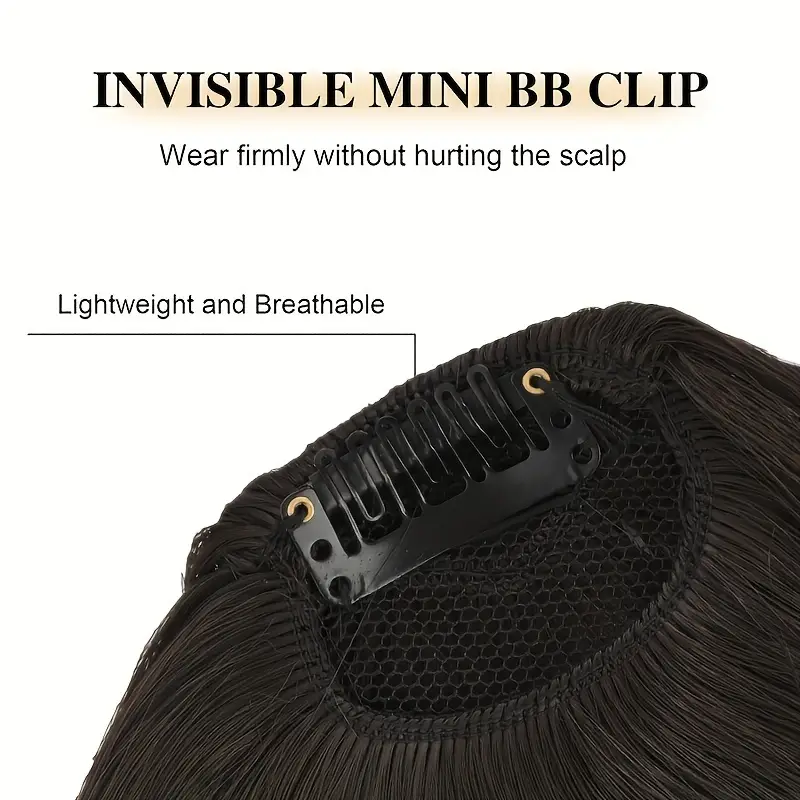 1pc womens synthetic fiber clip in bangs invisible mini bb clip comfortable breathable net straight hair daily wear hairpiece details 0