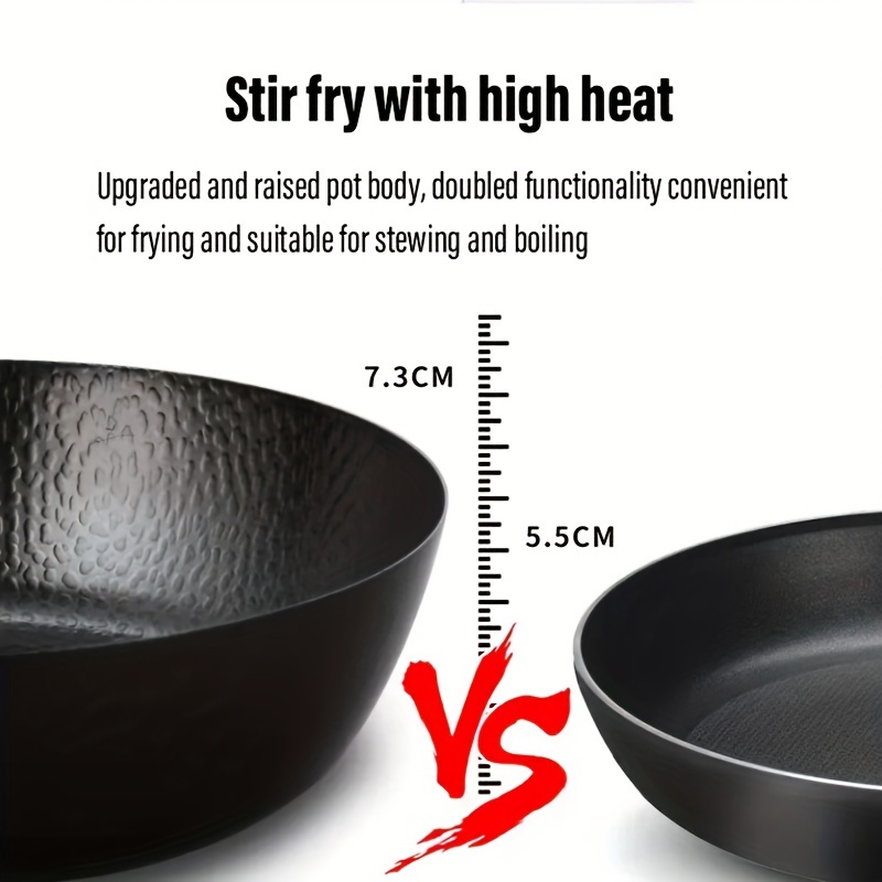 1pc   cast iron wok 11   non stick deep frying pan   induction compatible for gas electric halogen cookers versatile kitchen cookware details 5