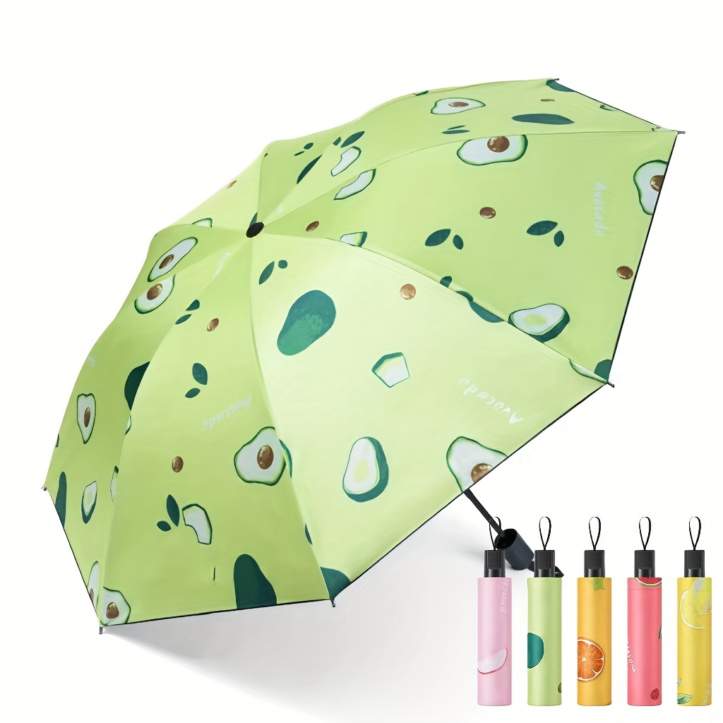 

Cartoon Fruit Folding Waterproof Travel Umbrella With Sun Protection, Rain Gears For Rainy Sunny Day, Perfect For Outdoor Activities