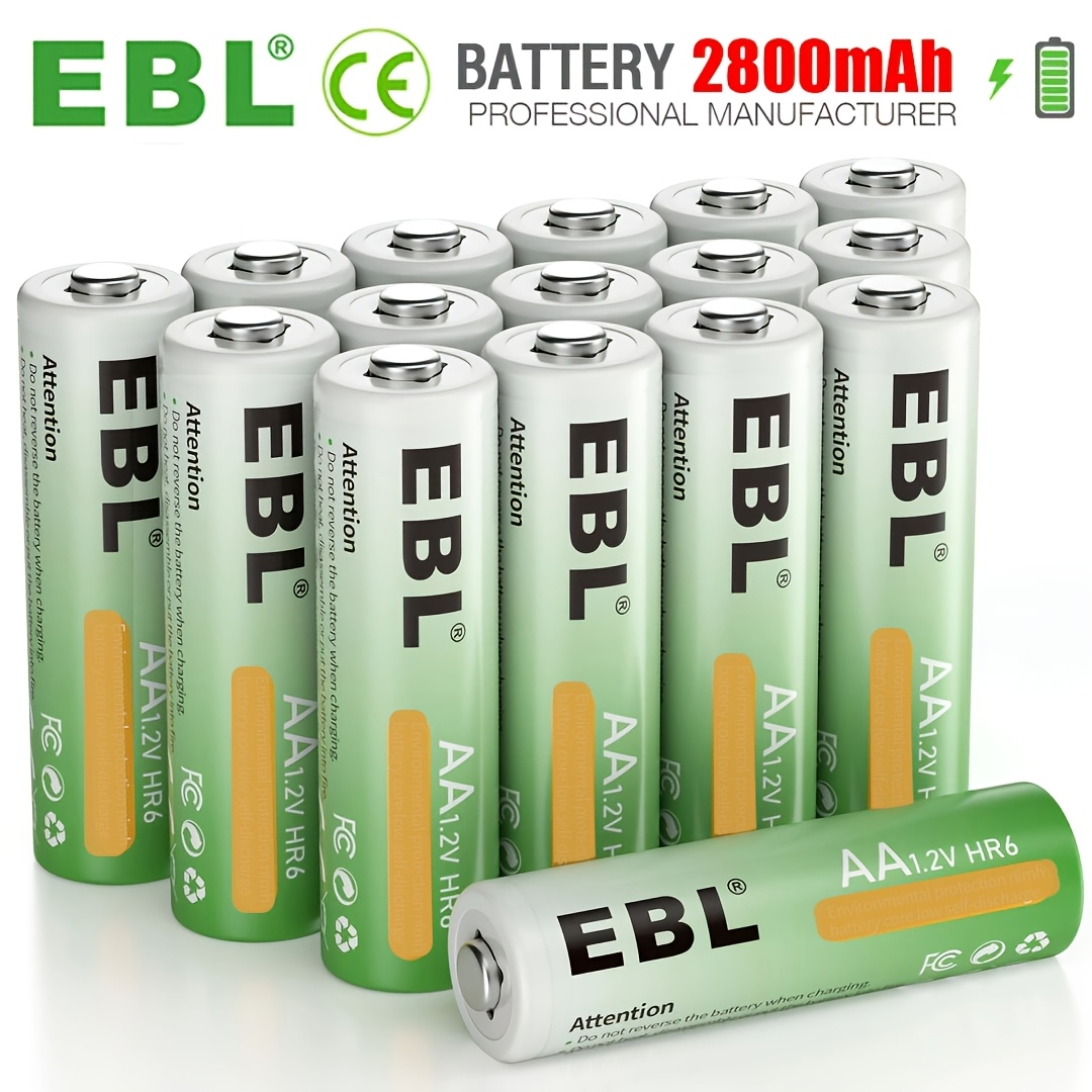 TEMU Ebl Aa Rechargeable Batteries Ni-mh 2800mah Batteries 16 32 48 1.2v Rechargeable Aa