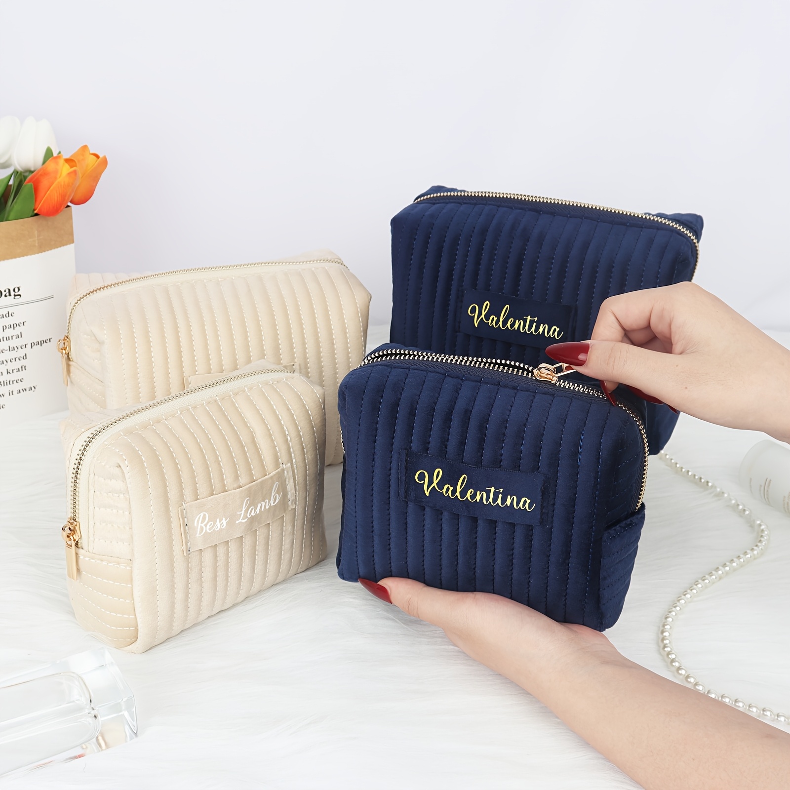 Wedding Gift Personalised Velvet Makeup Bag 1pc Personalized