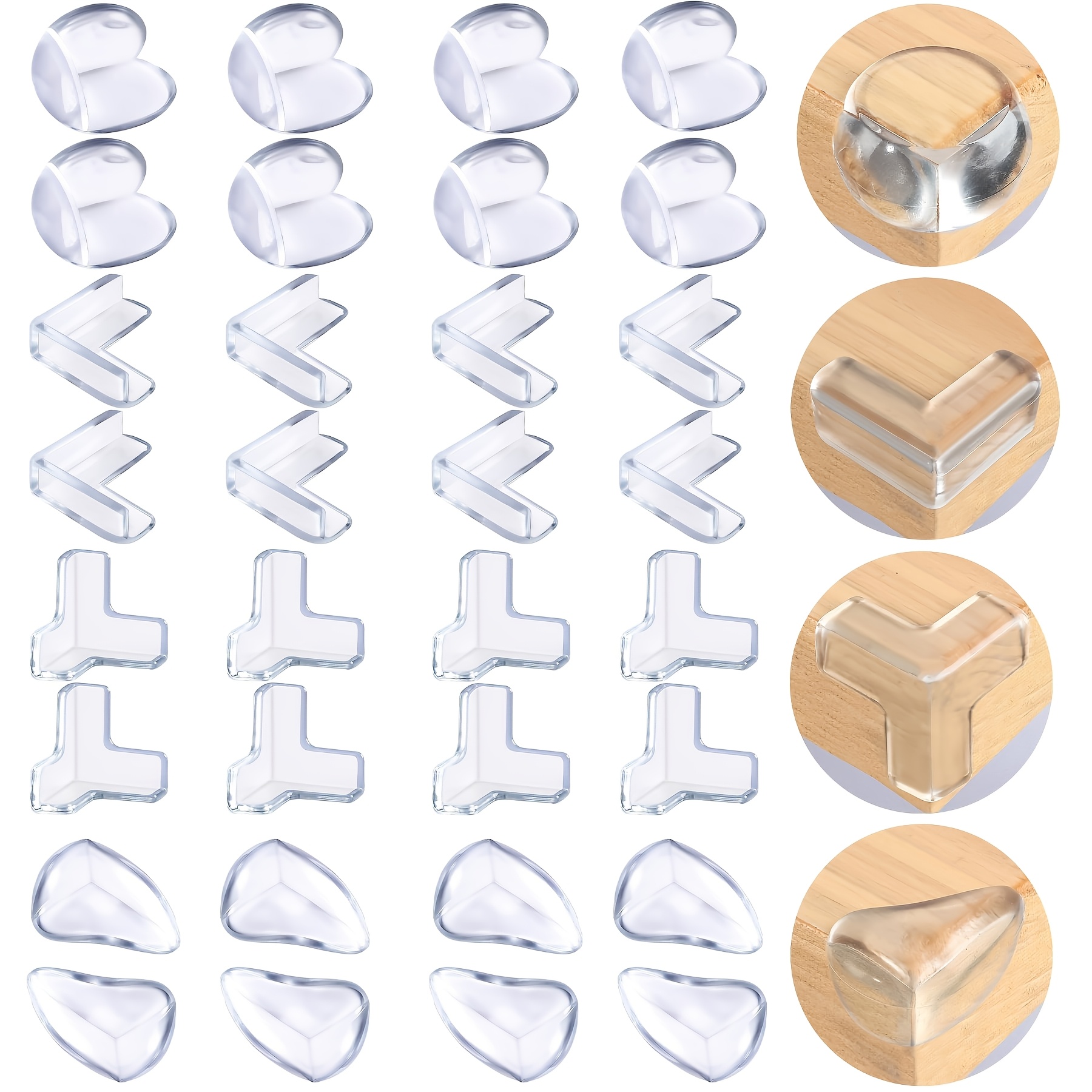 TEMU 32-teiliges Set, selbstklebende Silikon-Tisch-Eckenschoner, transparent, 4 Formen, geeignet für verschiedene Möbelkanten -ecken