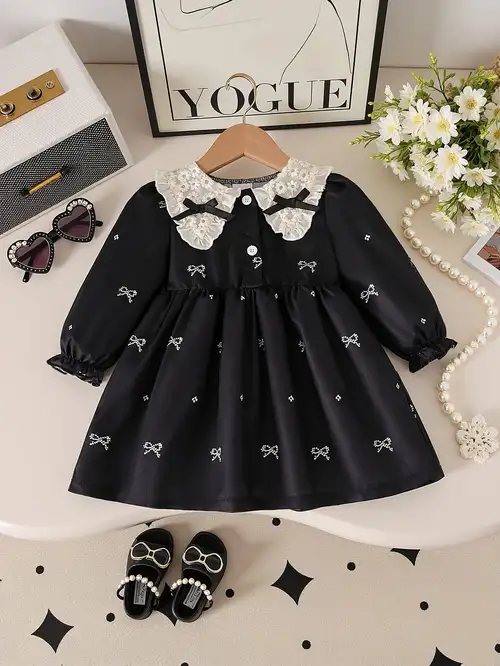 black white infant dresses White and Black Baby Dress