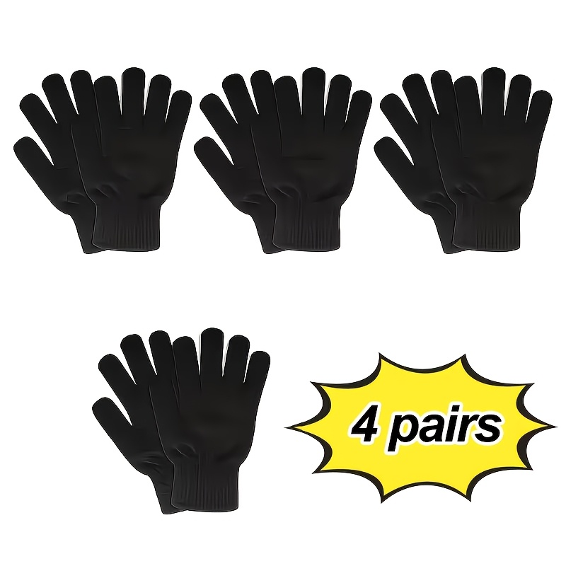 TEMU 4 Pairs Of Unisex Gloves, Thermal Winter Gloves, , Solid Color Stretch Sports Gloves, Stylish Outdoor Thermal Strap Elastic Cuffs For Outdoor