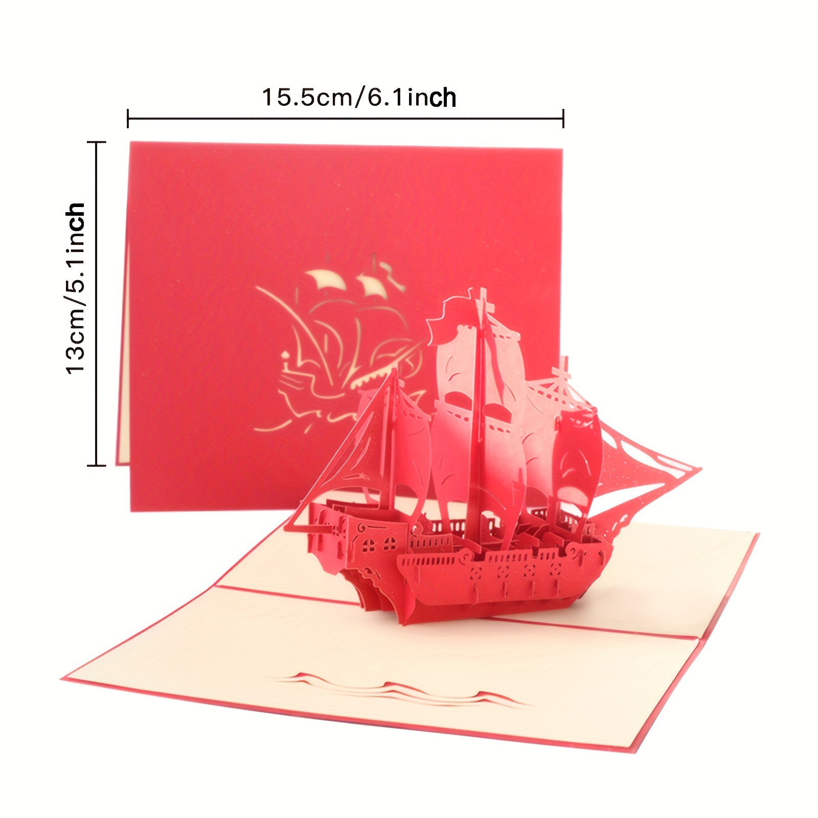 Creative 3d Hollow Sailboat Birthday Greeting Card, Handcrafted Paper Sculpture Wishing Smooth Sailing, Foldable Message Card