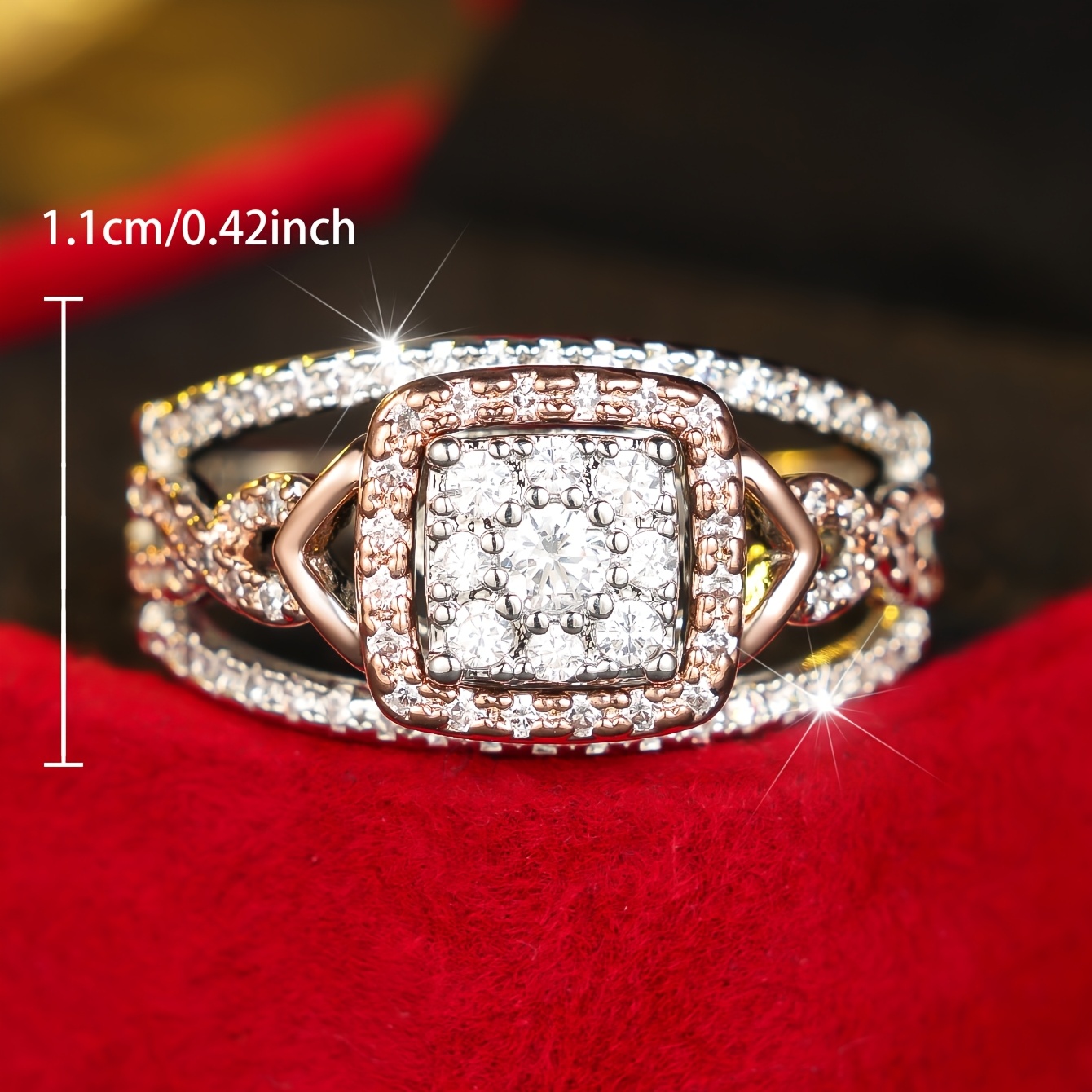 Silvery Geometric Synthetic Zirconia Women's Fashion Ring, Gift