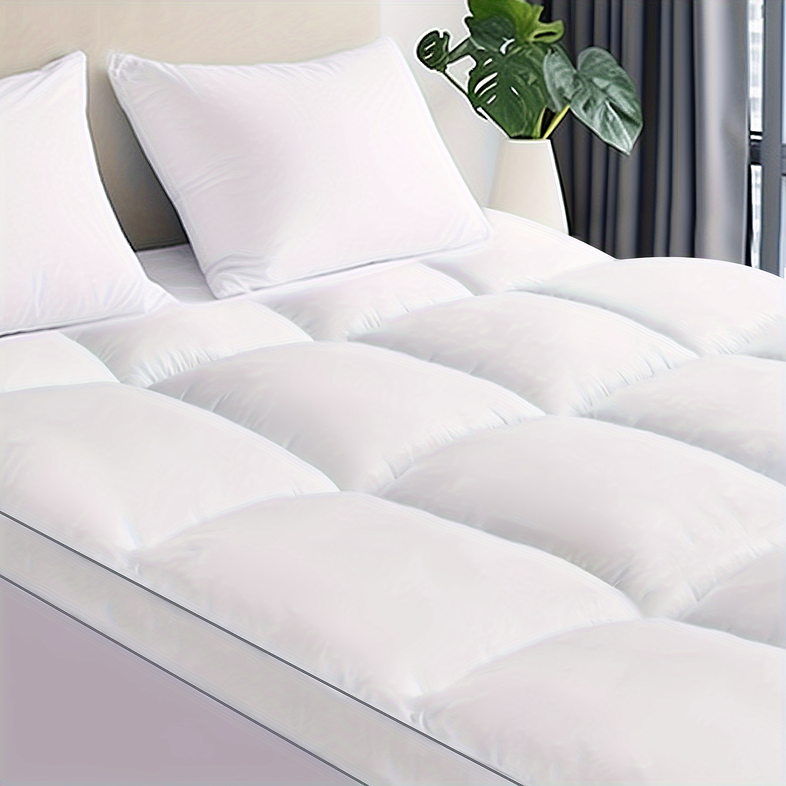 

850gsm Extra Thick Mattress Topper With Flat Sheet And Pillowcases - Extra Thick Mattress Pad Cover For Back Pain - Soft Bedding Sheet - Overfilled Plush Pillow Top With 8-21 Inch Deep Pocket