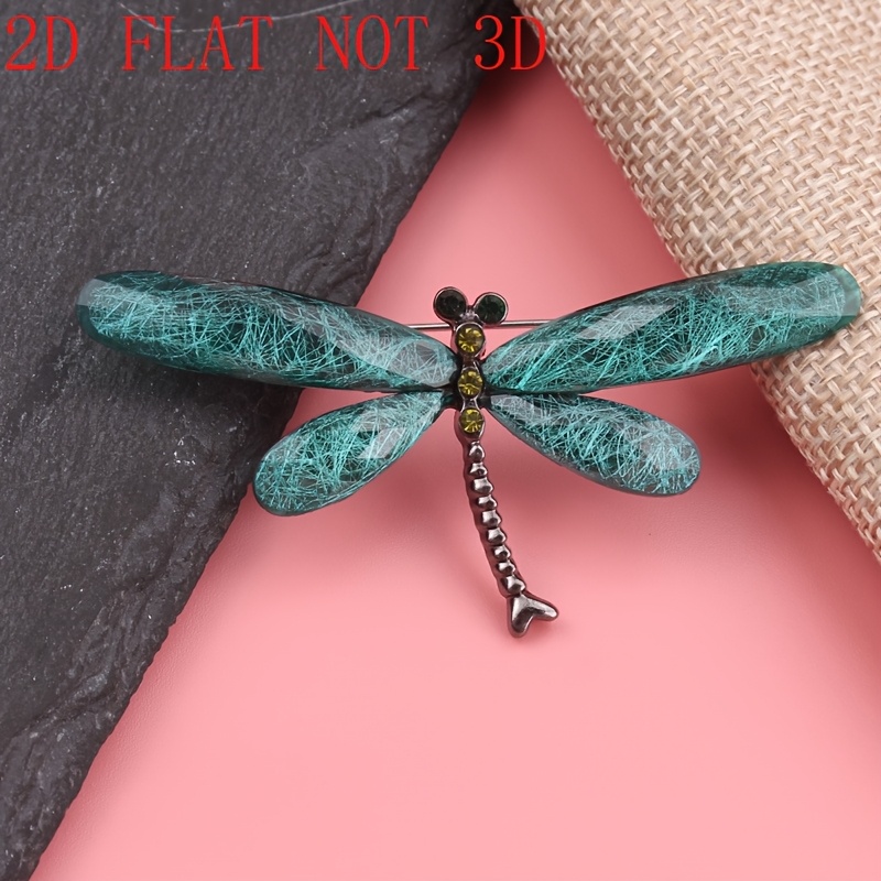 [2d Flat] Korean Style Fashionable And Easy Acrylic Silk Resin Dragonfly Brooch Pin. 2d Flat Not 3d