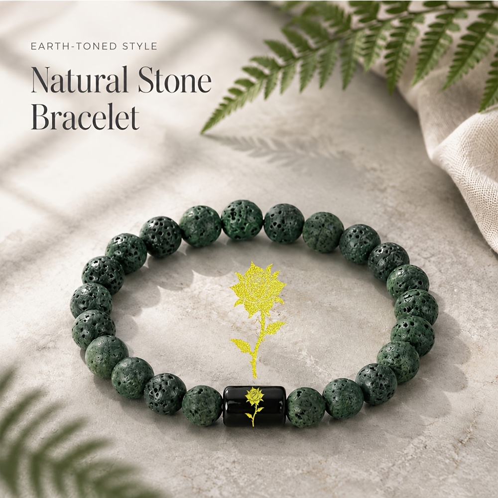 Bohemian Rose & Thorn Natural Stone Beaded Bracelet