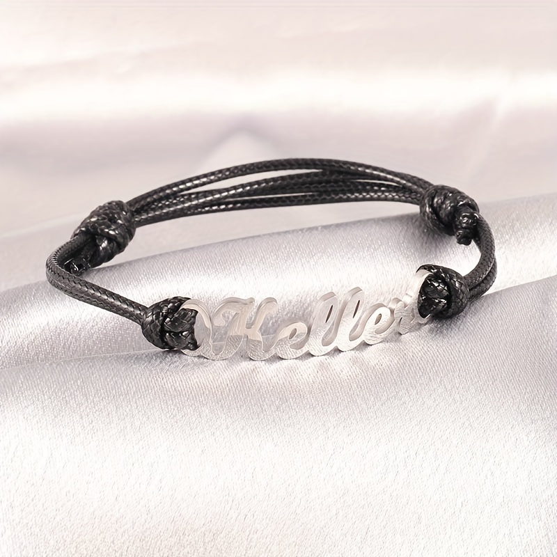 TEMU Pulseras de Acero Inoxidable Personalizadas con , Disponibles en Colores de Cordón, Brazalete con Placa de , Pulseras de Personalizadas, Joyería