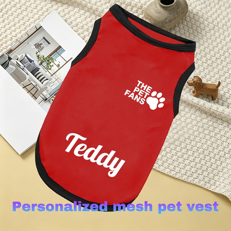 TEMU カスタムネーム メッシュ犬用ベスト 通気性ペットタンクトップ 犬用 冷却サマーペットウェア