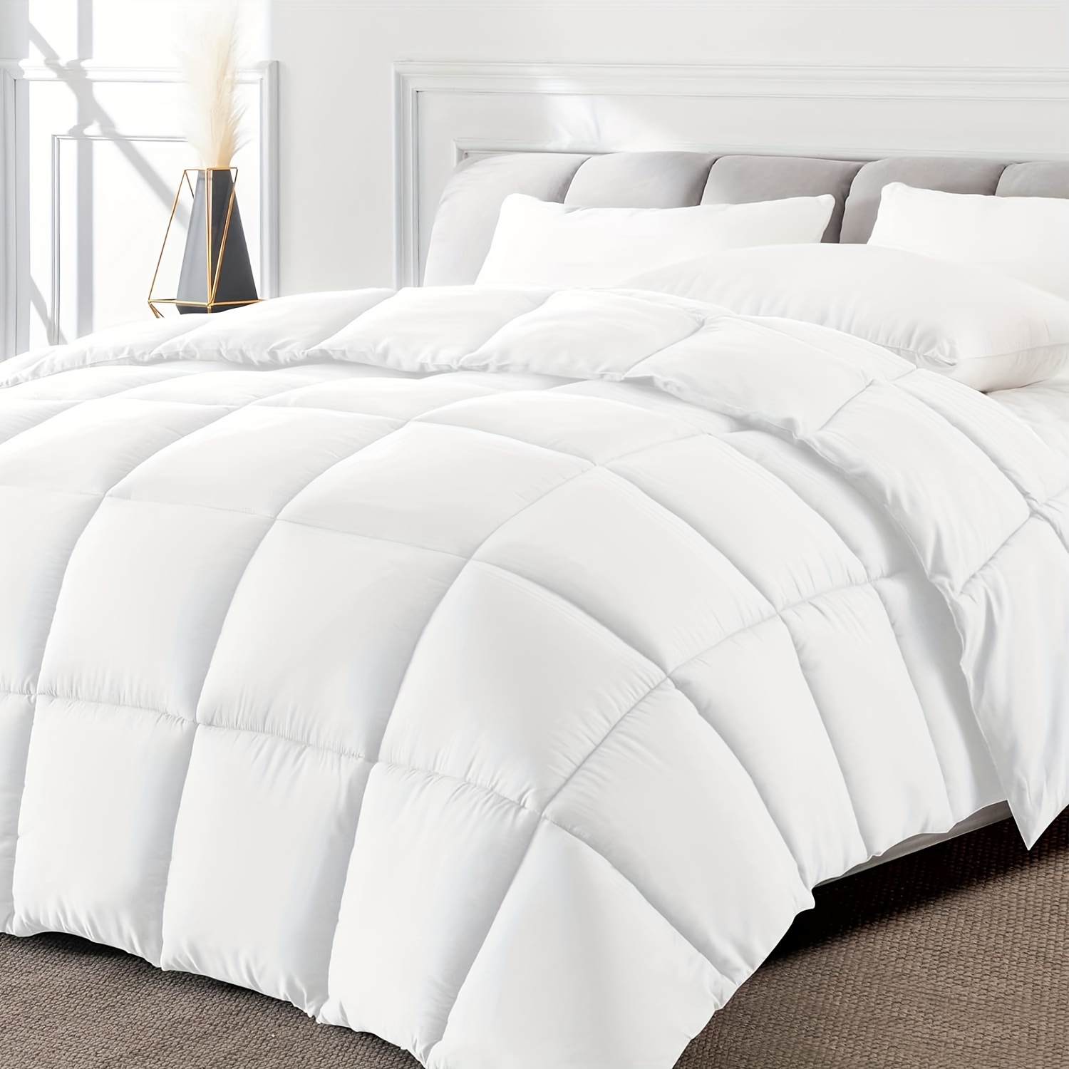 

Bedding Comforter Duvet Insert - Quilted Comforter With Corner Tabs - Box Stitched Down Alternative Comforter (queen, White)