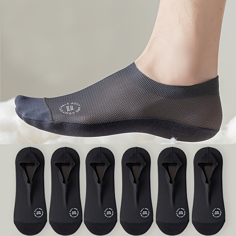 E-shop 6 Paare Herren Ultra-Bequeme Einfarbige Unsichtbare Socken - Leicht, Atmungsaktiv, Weich Und Elastisch, Hergestellt Aus Netzstoff - Geeignet Für