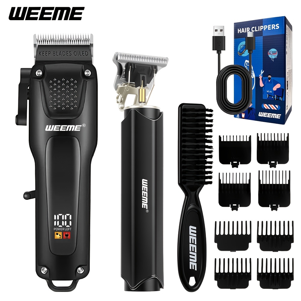 TEMU Weeme 2pcs Men's Professional Hair Clipper Set, Electric Hair Clippers & Razors For Men Shaving, Grooming Tools With Guide Combs, Cordless Hair