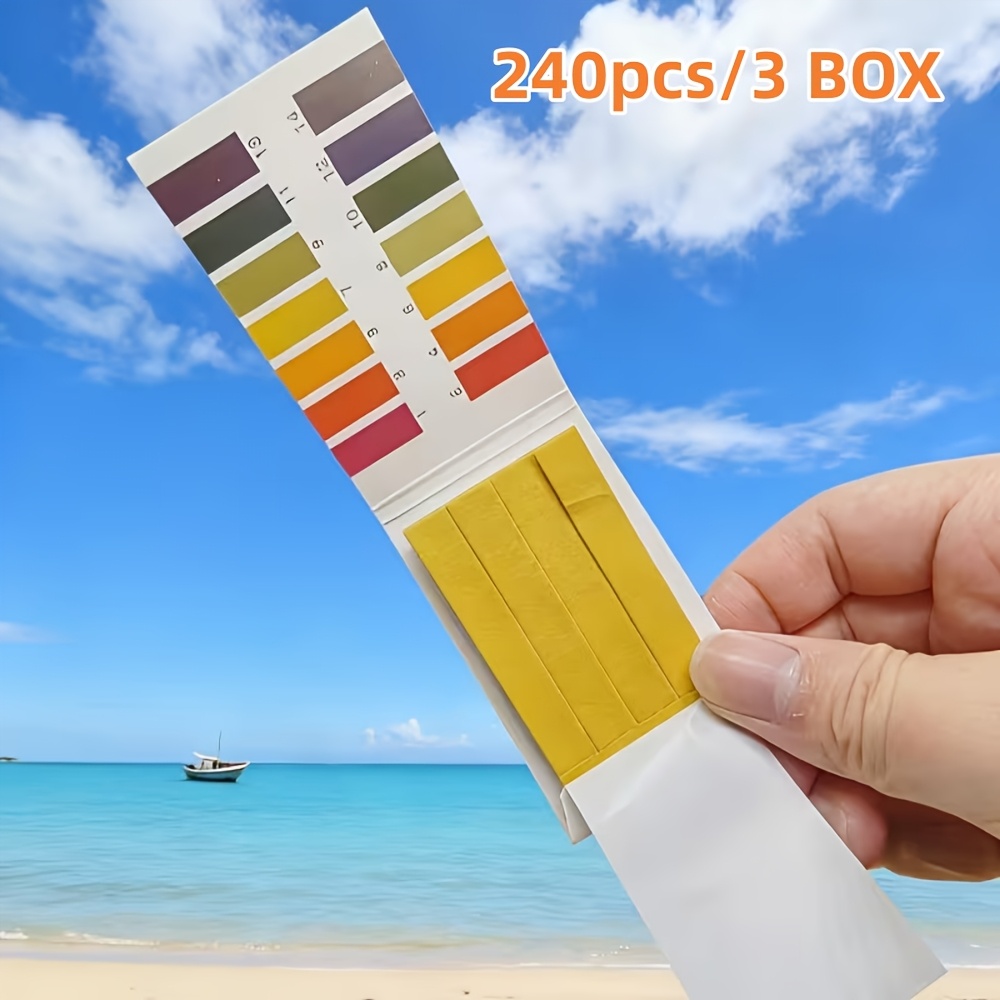 TEMU 240-count (3 Boxes) Ph Water Test Strips. Use A Dropper To Take Liquid And It On Of Strip To Observe The Color Change. This Product Is A