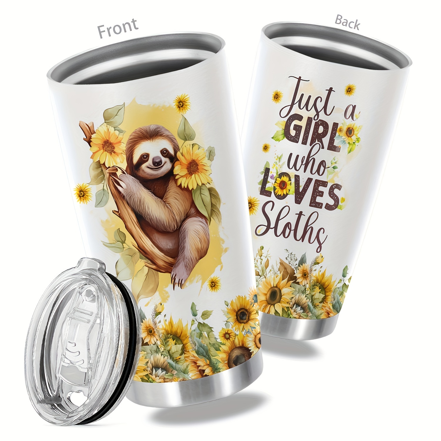 

20 Oz Perfect Size Sloth Lover's Stainless Steel Tumbler - Durable, Vacuum Insulated, And Humorous Print - Ideal Travel Cup And Heartfelt Gift For Parents, Relatives, And Friends