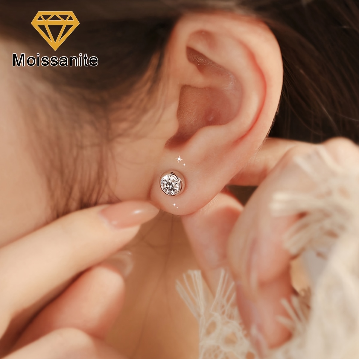 Women's Sparkling Moissanite Earrings, Wedding Season Gift