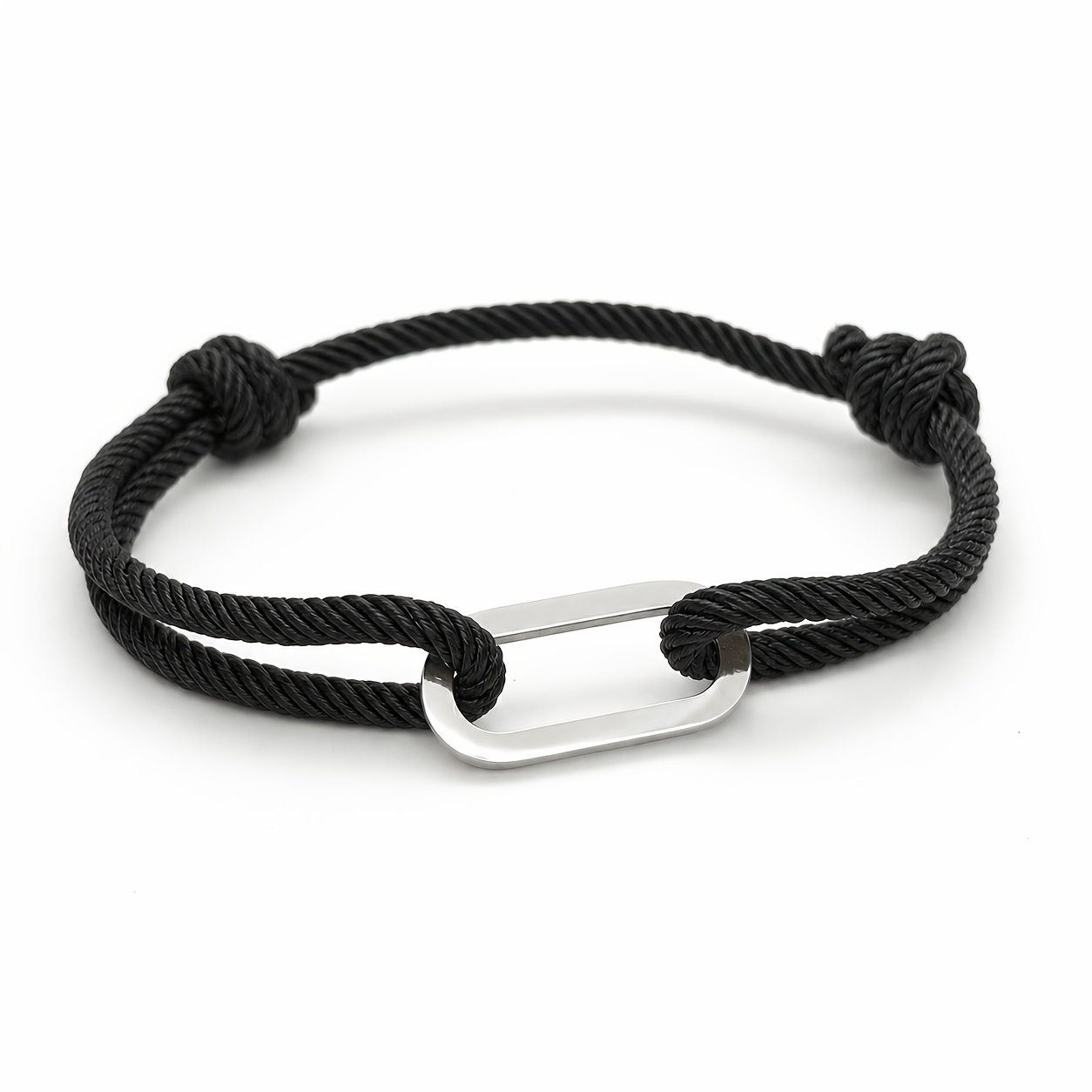 TEMU Custom Name Engraved Oval Bracelet – Personalized Men's Cord Jewelry For & Daily Wear, Adjustable Unisex Durable Nylon Rope With Golden Or Tone