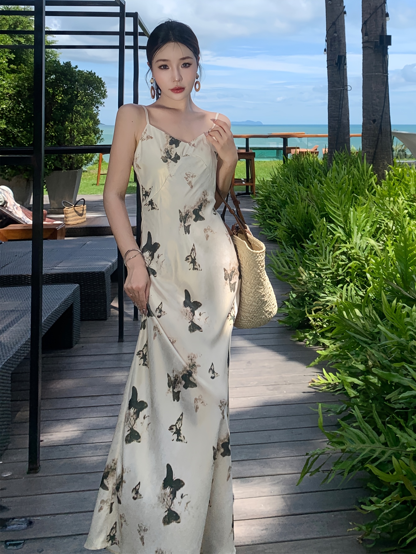 blue dress for baby girl Bohemian Artist Print Silky Slip Dress main image 1