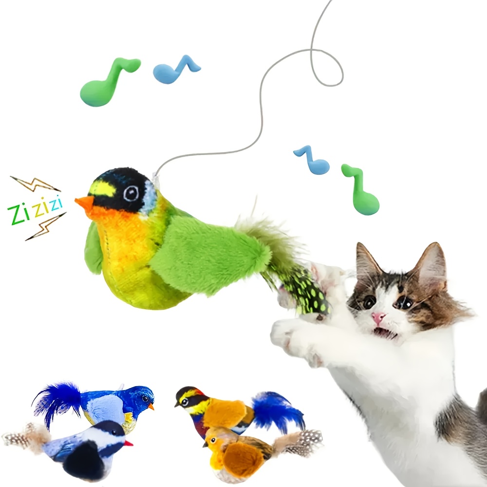 

Interactive Cat Toys Hanging Squeaky Simulation Bird Plush Cats Pets Teasing Toys