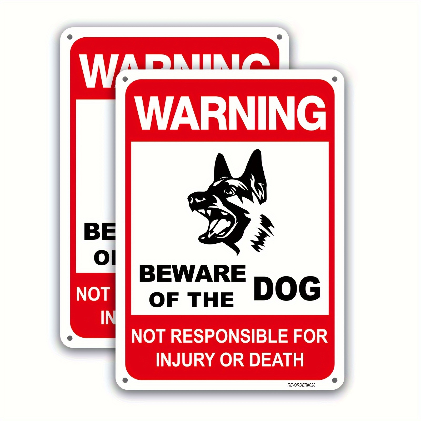 

2 Pcs Dog Warning Signs Beware Of The Dog Aluminum Warning Sign Not Responsible For Injury Or Death 10x7", 2 Pack, Uv Protected And Weatherproof, Easy Mounting, Business, Driveway Alert