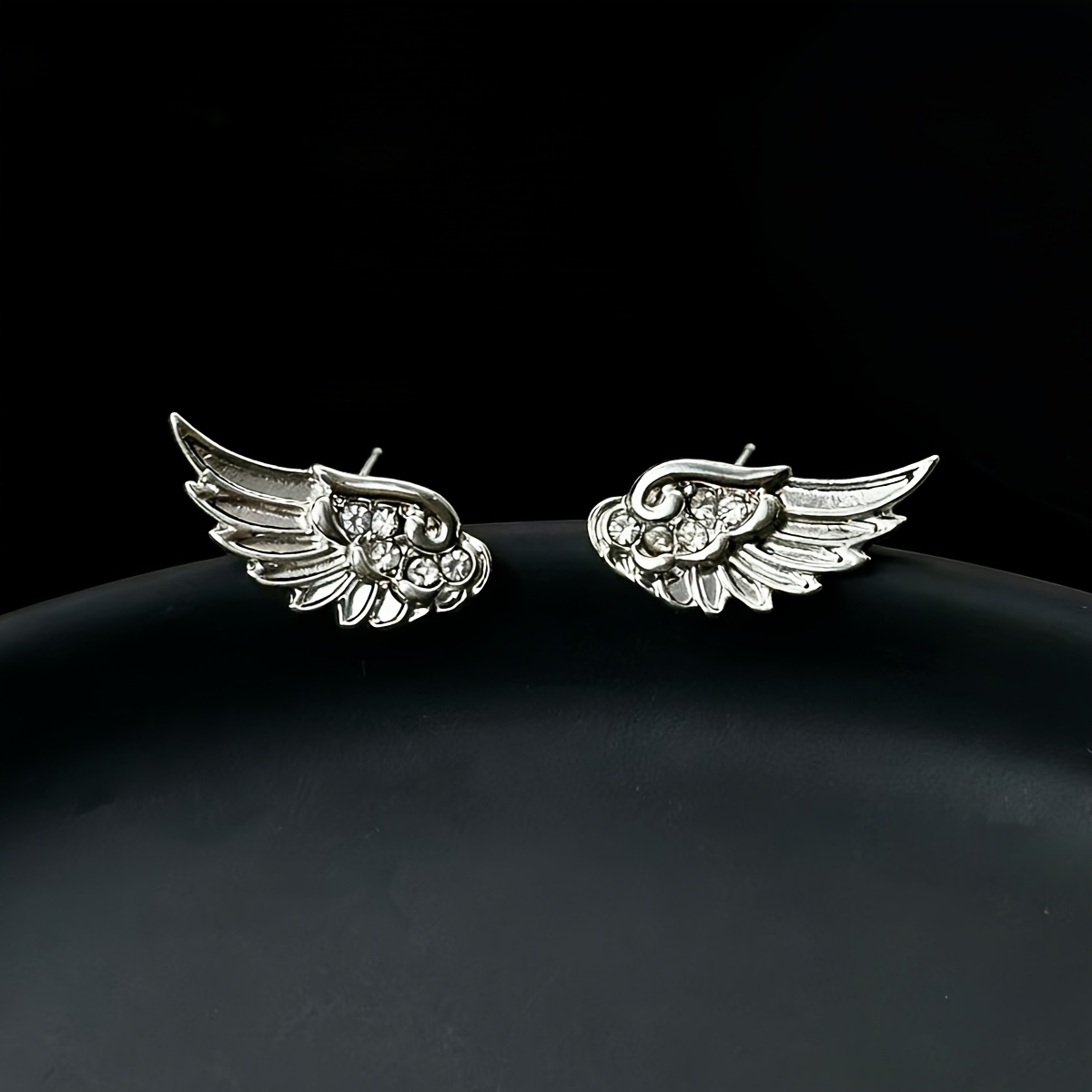 Image of Pair Of Inlaid Sparkling Synthetic Zirconia Wing Stud Earrings, An Ideal Gift For . Suitable For Daily Commuting, Parties, Music Festivals, Vacations, And Attending Banquets