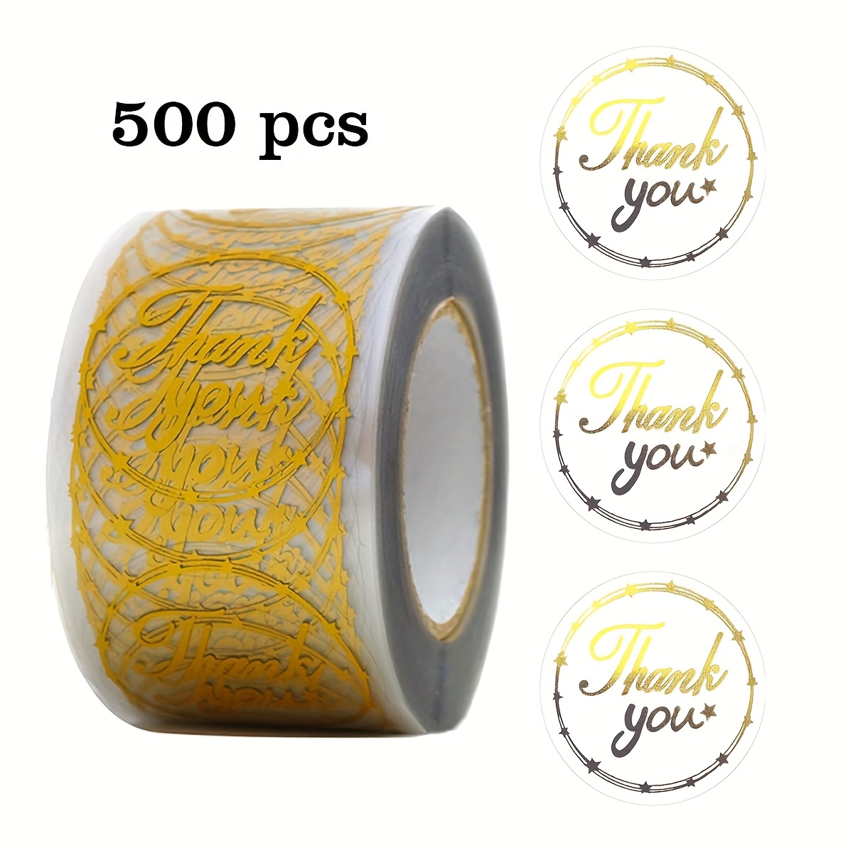 500 Stickers/roll Transparent Thank You Sticker Roll, 1-inch Round Clear Gift Card Wedding Holiday Envelope Cards Diy Decoration Glitter Seal Pvc Adhesive Labels