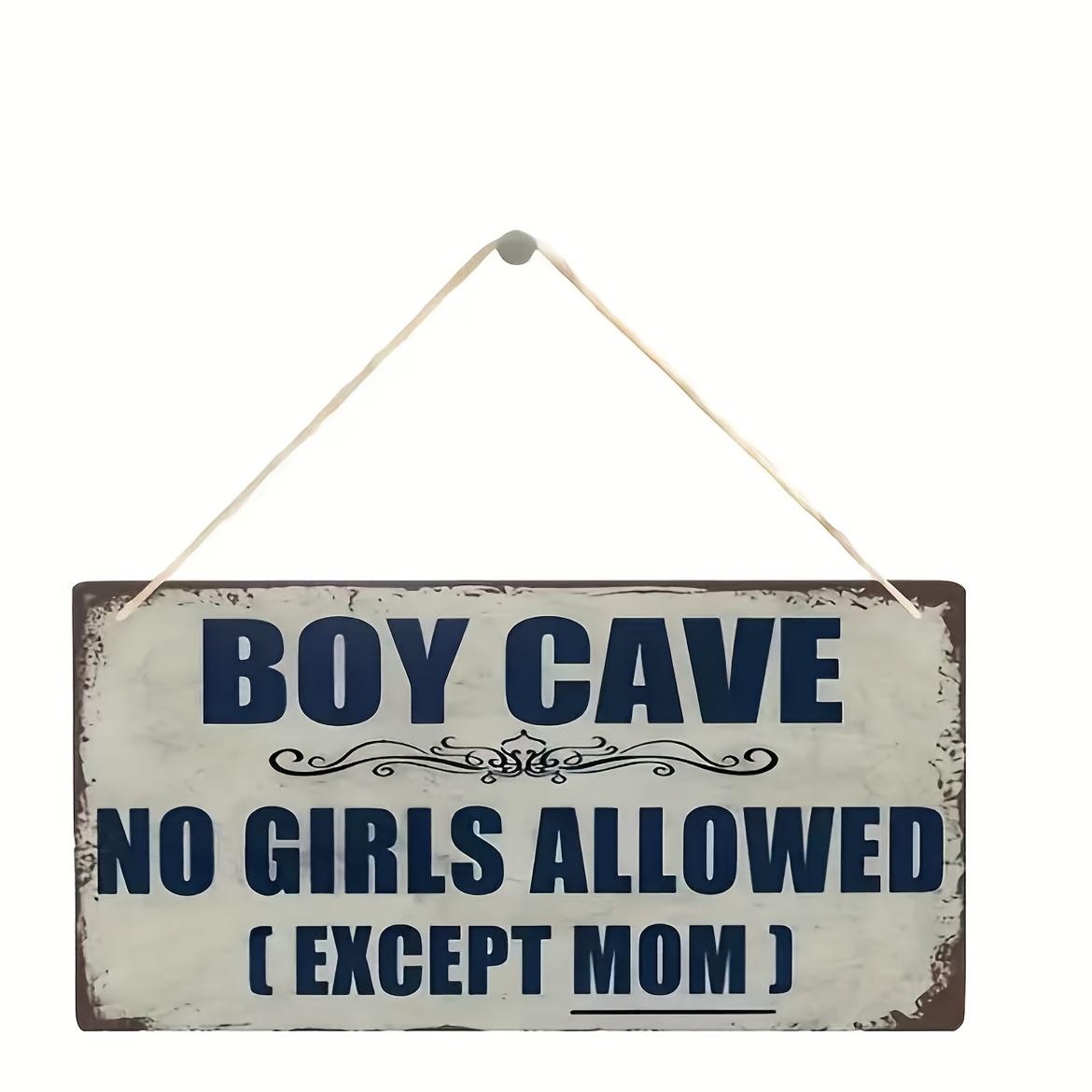 

A That 'boys' Cave, Girls , Moms Allowed' - A Vintage Wooden Plaque With A Rope For Easy Hanging, Suitable For Decorating Homes, Kitchens, Bathrooms, Bedrooms, Gardens, And Garages.