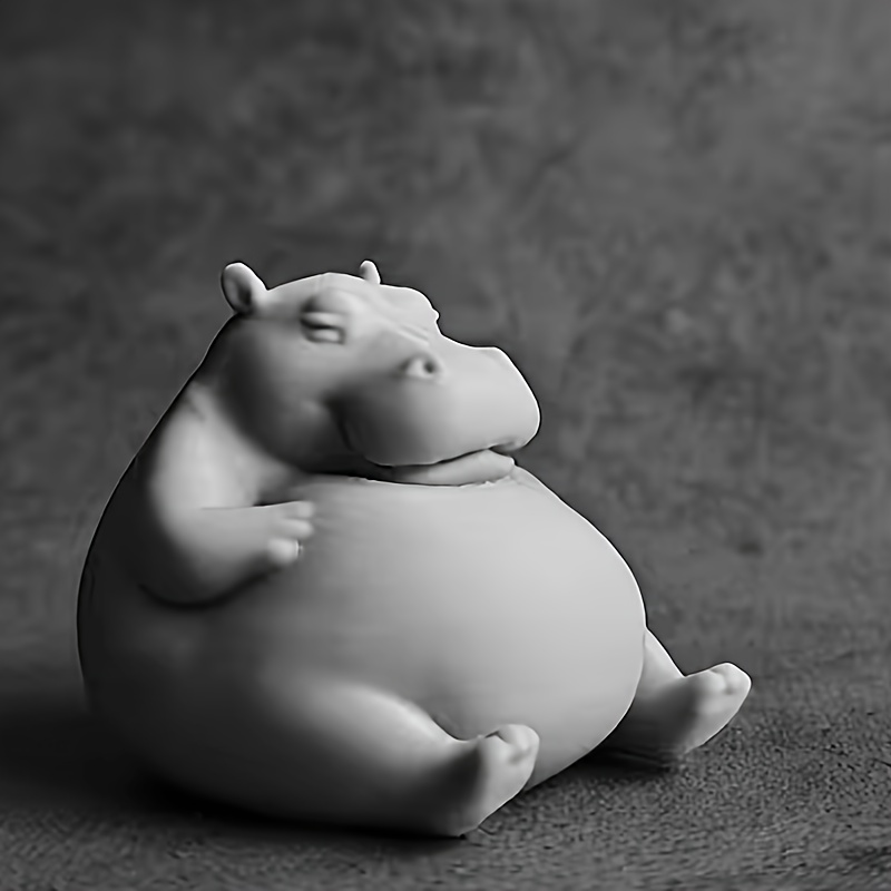 TEMU Chubby Hippo Rice Dumpling Statue Ornament, Creative And Soothing Home Decor, Soft And Cute Desktop Decoration, A Fun Gift For , Office Or Study