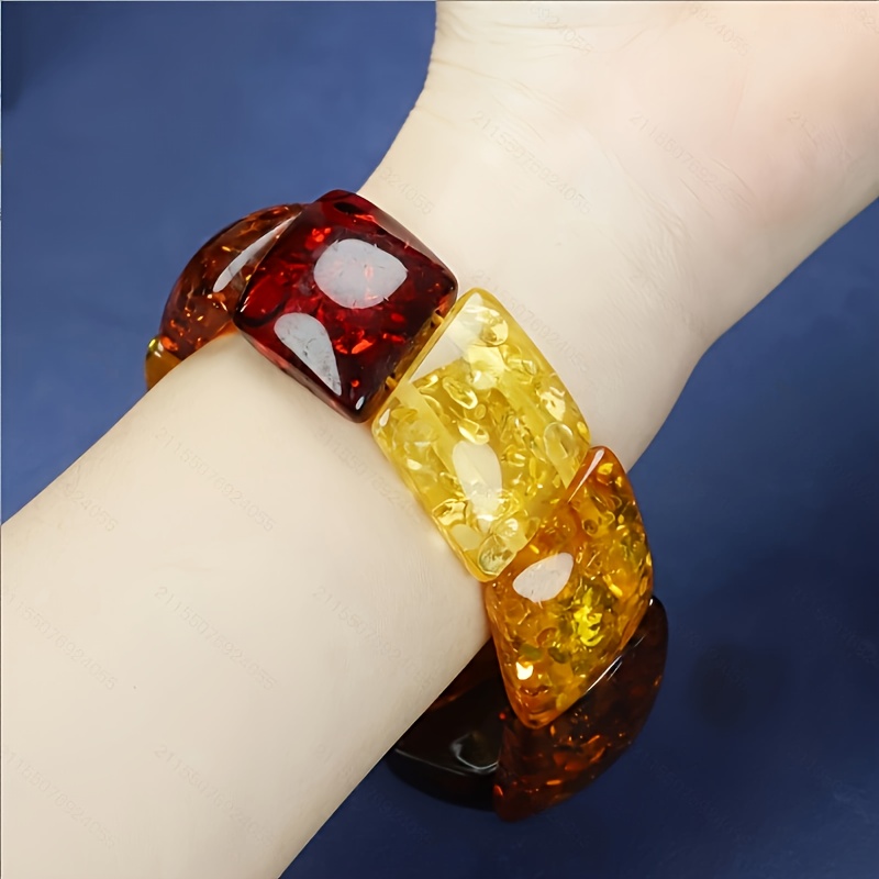 Amber Bracelet Multi-Treasure Hand Row, Unique Design