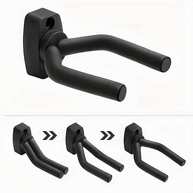 1pc/2pcs Adjustable Wall-Mounted Guitar Stand, 304 Stainless Steel Non-Slip Sponge Bracket, Easy Installation, Black, Suitable for Guitars, Ukuleles, Violins - Instrument Display Hook