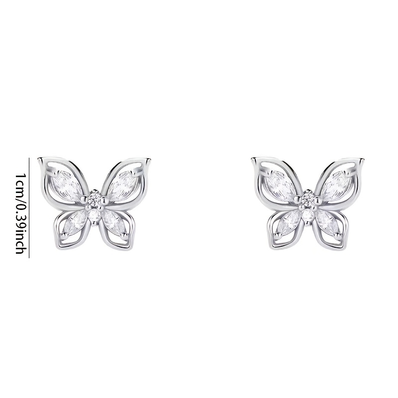 Women's S925 Sterling Silver Butterfly Stud Earrings