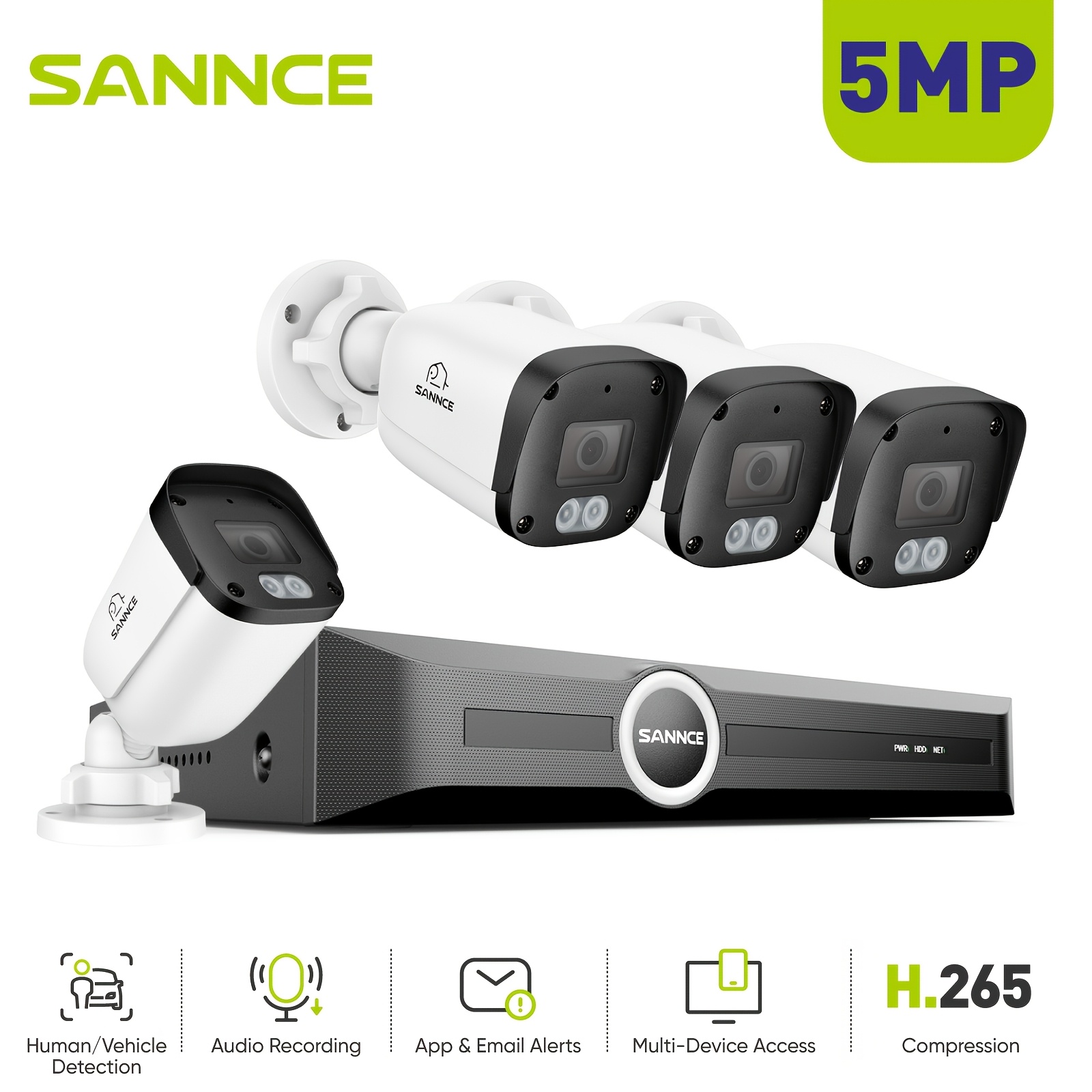 Sannce 5mp Poe Security Camera System, 6mp 8ch Nvr With Human/vehicle Detection, 4x Ip Cctv Cameras For House Security, Poe Cctv Camera With Remote Access