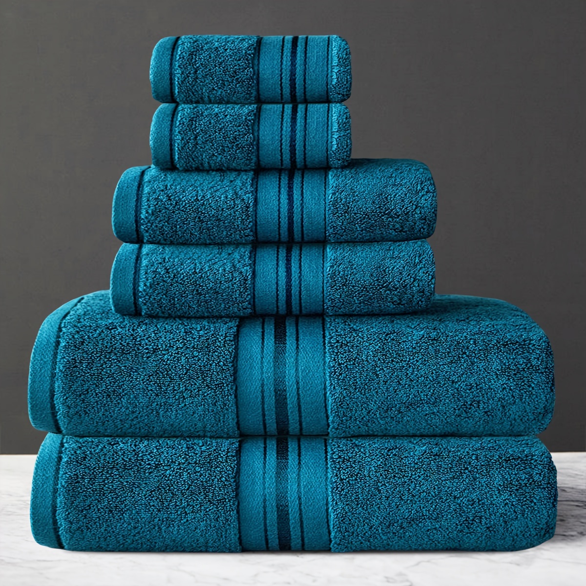 

6-pce Bath Towel Set, Pure Cotton Bath , 2 Bath Towels+2 Hand Towels+2 Washcloths, Soft Shower Moisture Absorbing Cotton Bath Towel Set, Bathroom Towel Set, Bathroom Supplies, Household Items