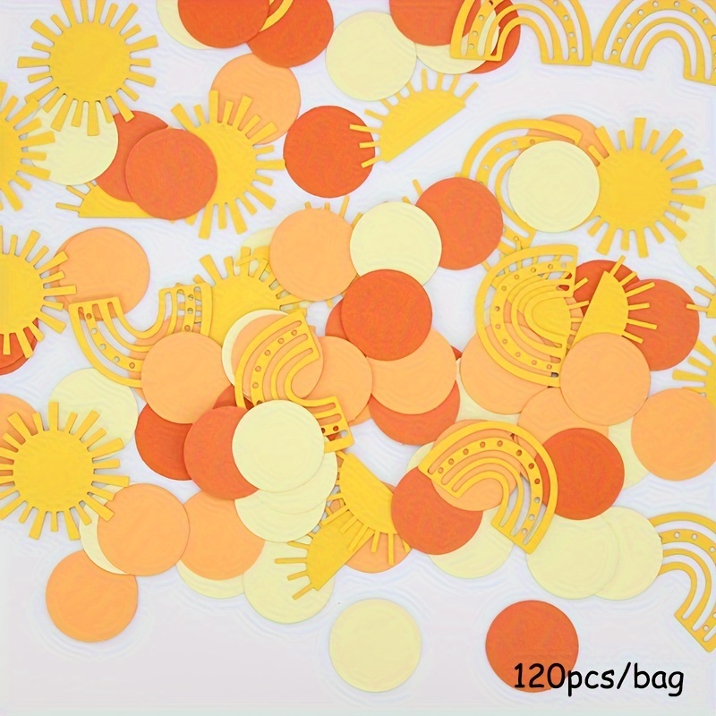 120pcs Bohemian Sun Polka Dot Confetti, Traveling Around The Sun, Party, Desktop Decoration, Bridal Shower Party, Bohemian Birthday Wedding Decoration Supplies