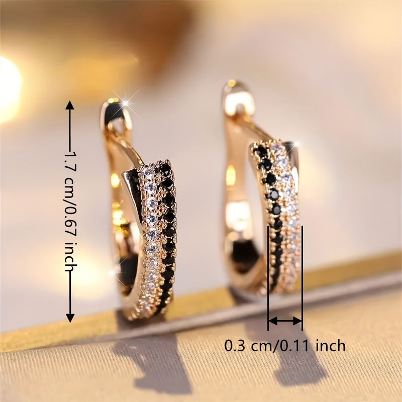 Women's Hoop Earrings with Synthetic Zirconia, Hugging Style
