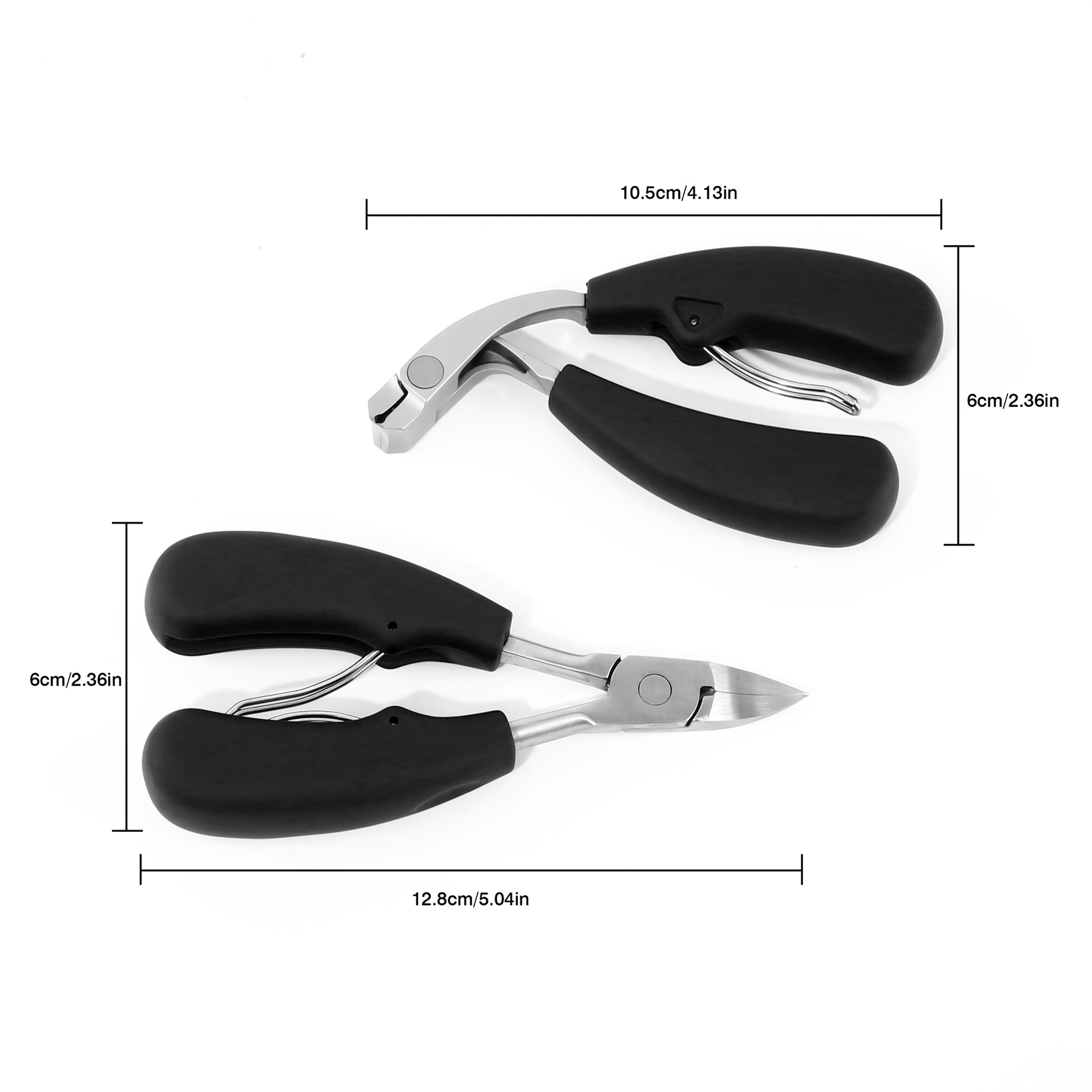 TEMU 2pcs Heavy-duty Stainless Steel Nail Clippers Men Nail Clipper Set With Blade - Curved Design For Thick Nails, Elderly-friendly, Precision Trimming, Long Handle With Arc Blade For Men's Toenails